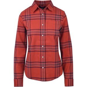 NWOT Women Flylow Brigitte Tech Plaid Flannel‎ Snap Down Shirt Small Après Cabin